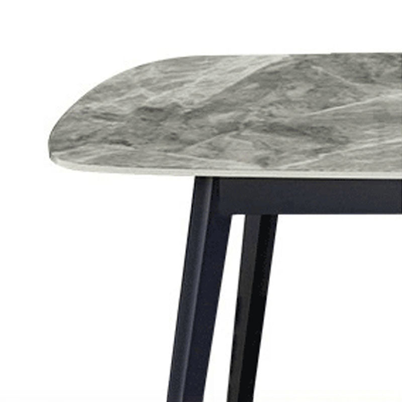 Stone Top Dining Table Traditional Luxury Table with 4 Legs in Black