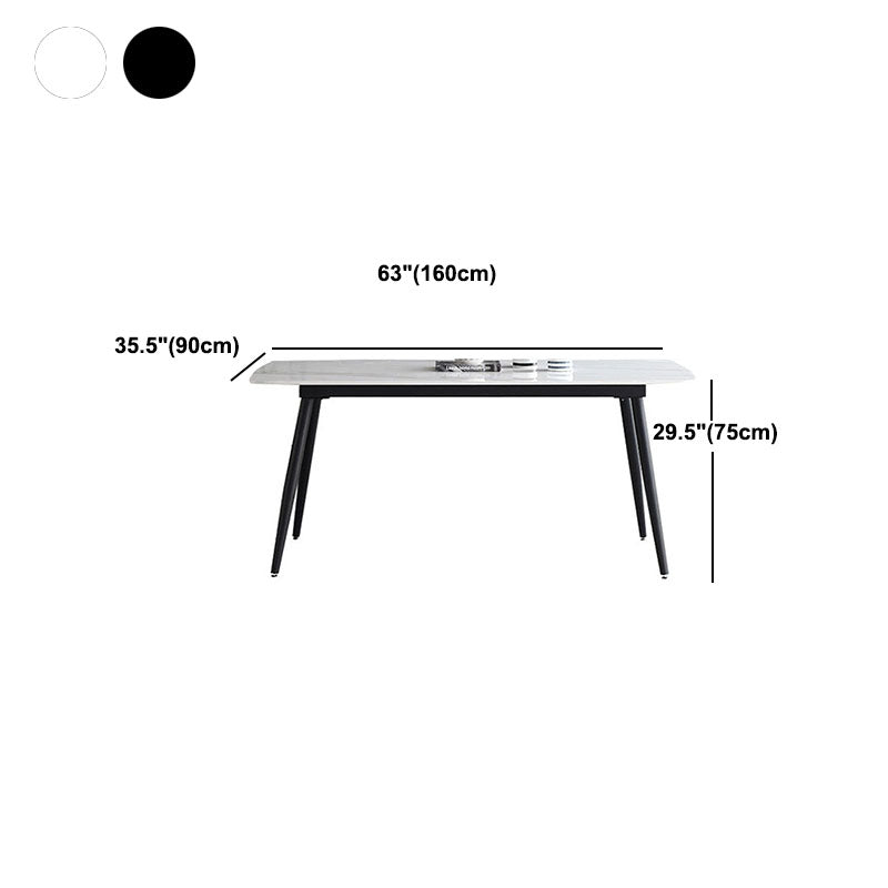 Stone Top Dining Table Traditional Luxury Table with 4 Legs in Black