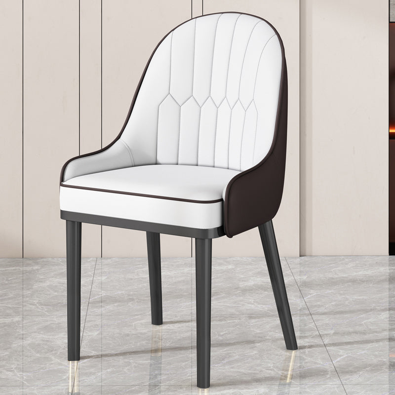 Glam Style Parsons Dining Side Chair Leather Indoor Dining Chair