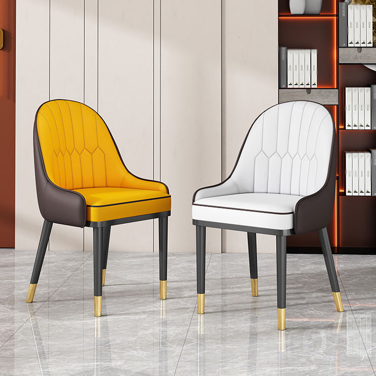 Glam Style Parsons Dining Side Chair Leather Indoor Dining Chair