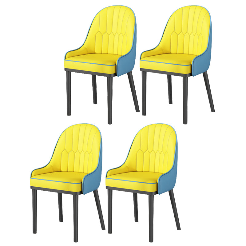 Glam Style Parsons Dining Side Chair Leather Indoor Dining Chair