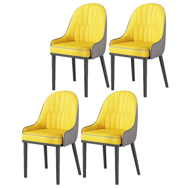 Glam Style Parsons Dining Side Chair Leather Indoor Dining Chair