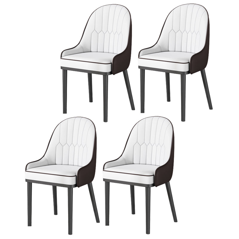 Glam Style Parsons Dining Side Chair Leather Indoor Dining Chair