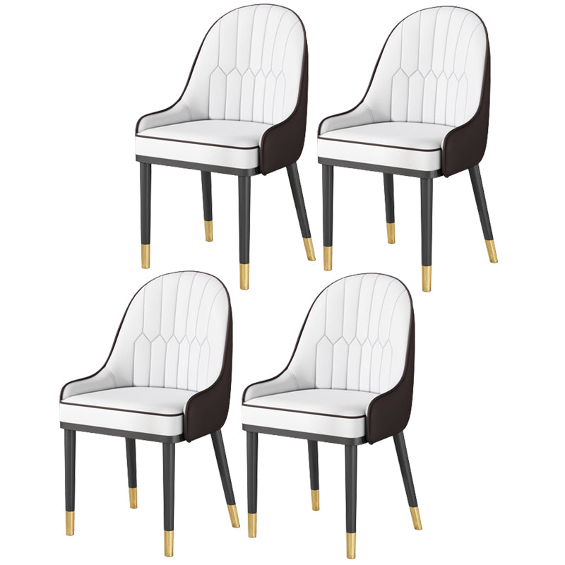 Glam Style Parsons Dining Side Chair Leather Indoor Dining Chair