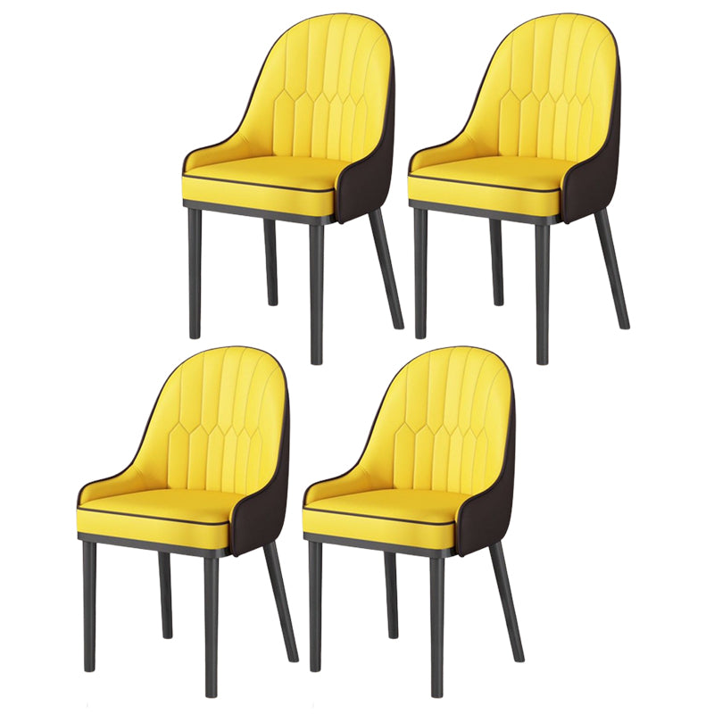 Glam Style Parsons Dining Side Chair Leather Indoor Dining Chair