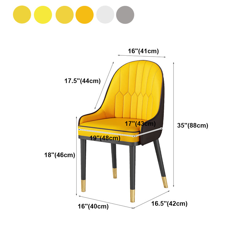 Glam Style Parsons Dining Side Chair Leather Indoor Dining Chair