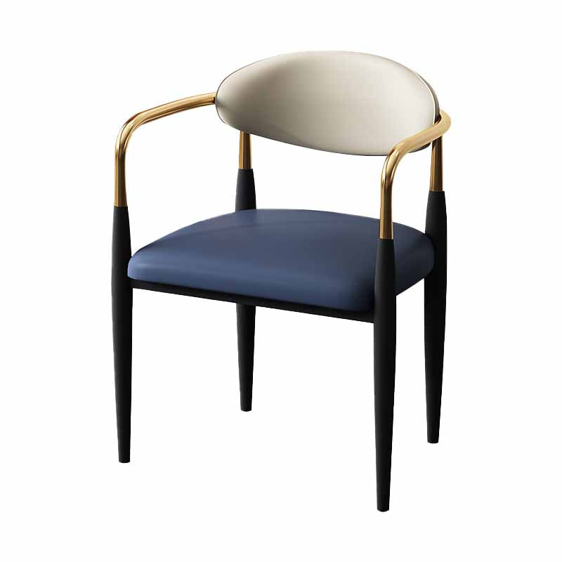 Modern Style Dining Chair Faux Leather Open Back Arm Chair for Home