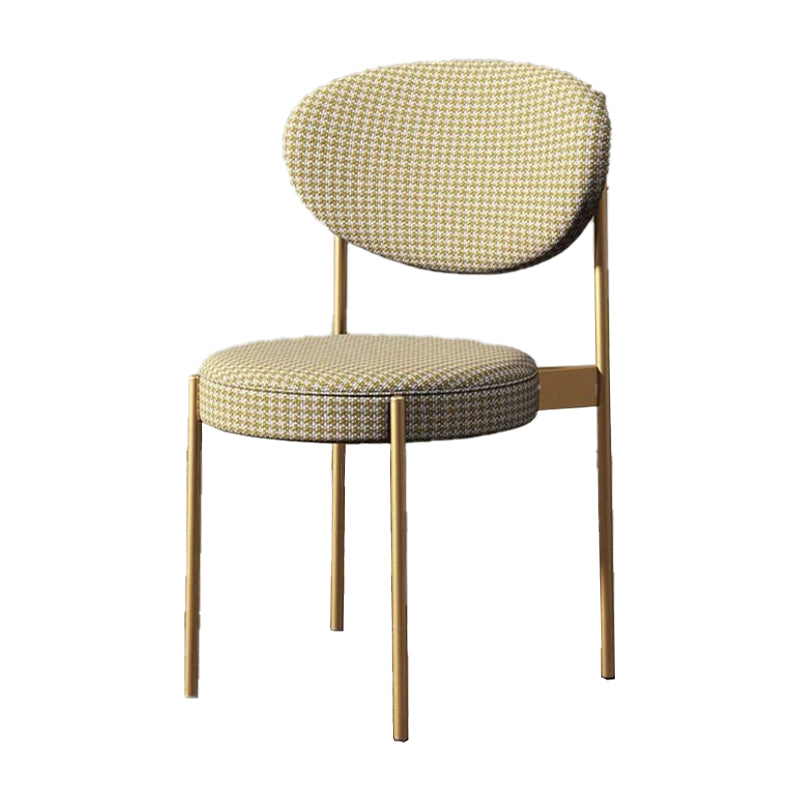 Glam Style Upholstered Dining Chair Open Back Dining Side Chair for Home