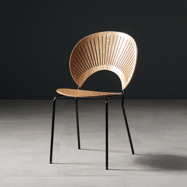 Wood Side Chair Contemporary Open Back Dining Chair for Indoor