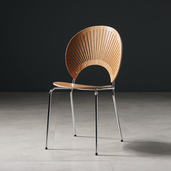 Wood Side Chair Contemporary Open Back Dining Chair for Indoor