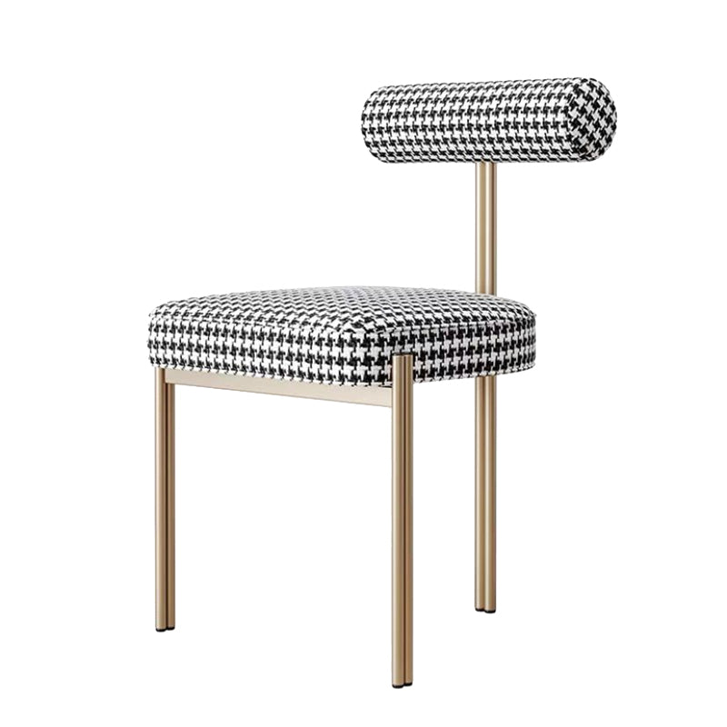 Glam Style Upholstered Dining Chair Open Back Dining Side Chair for Indoor