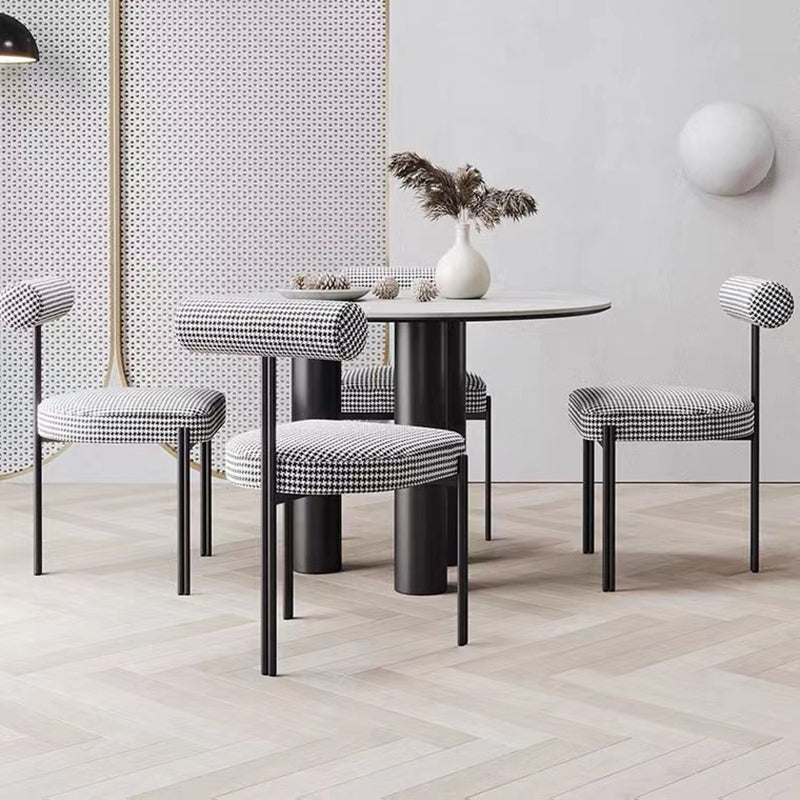 Glam Style Upholstered Dining Chair Open Back Dining Side Chair for Indoor