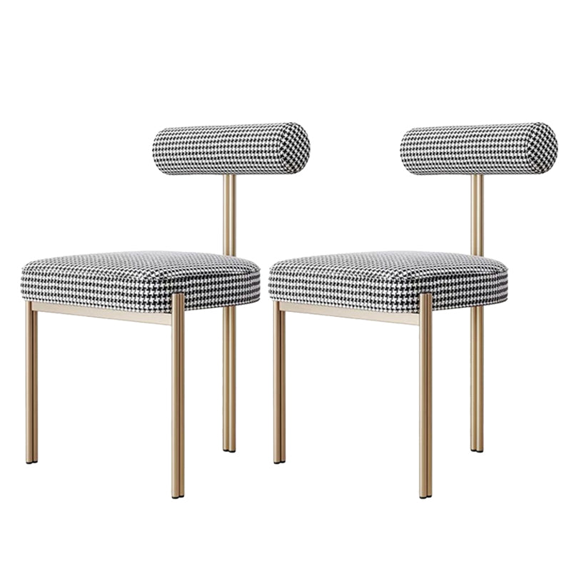 Glam Style Upholstered Dining Chair Open Back Dining Side Chair for Indoor