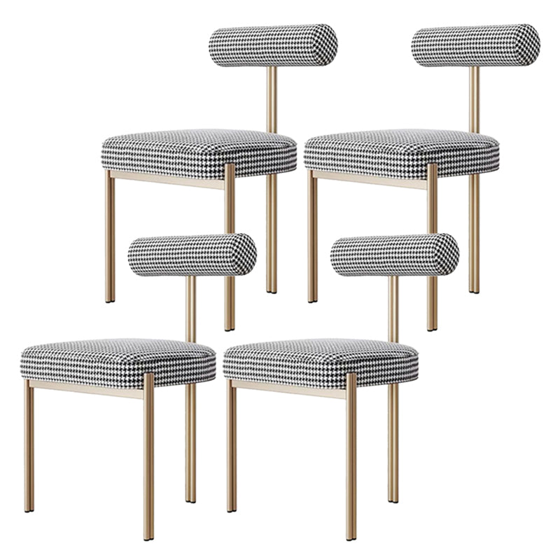 Glam Style Upholstered Dining Chair Open Back Dining Side Chair for Indoor