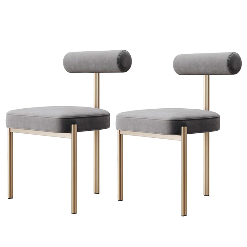 Glam Style Upholstered Dining Chair Open Back Dining Side Chair for Indoor