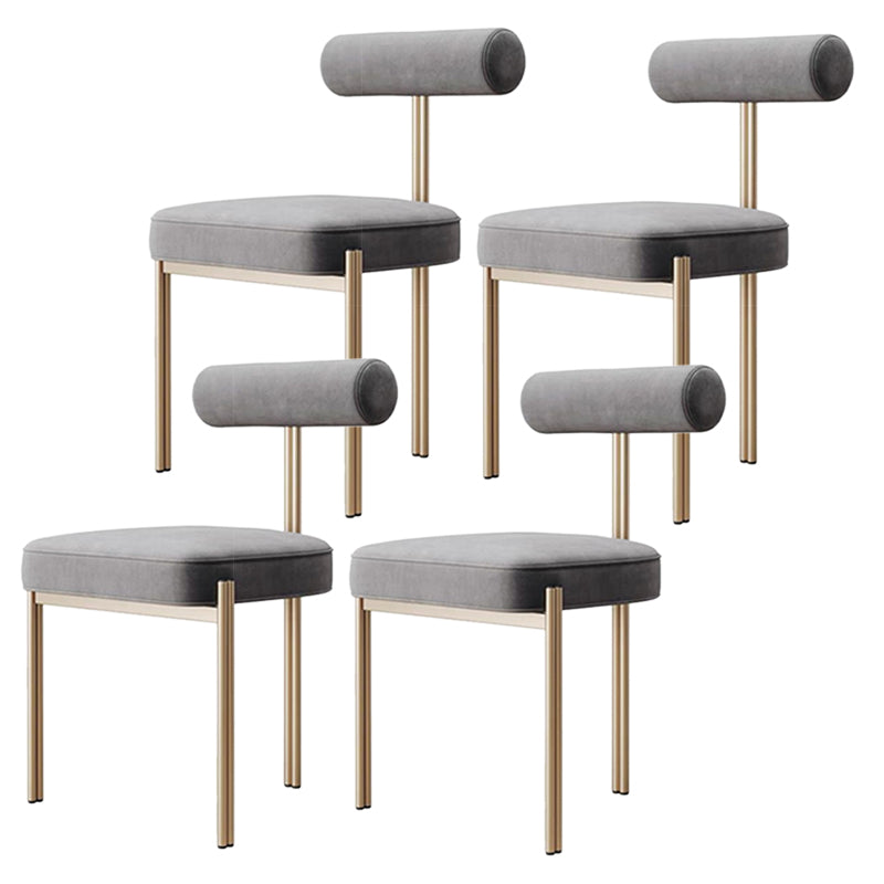 Glam Style Upholstered Dining Chair Open Back Dining Side Chair for Indoor