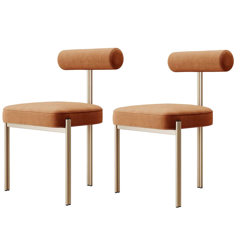 Glam Style Upholstered Dining Chair Open Back Dining Side Chair for Indoor