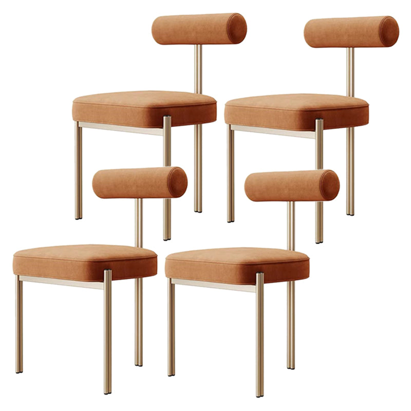 Glam Style Upholstered Dining Chair Open Back Dining Side Chair for Indoor