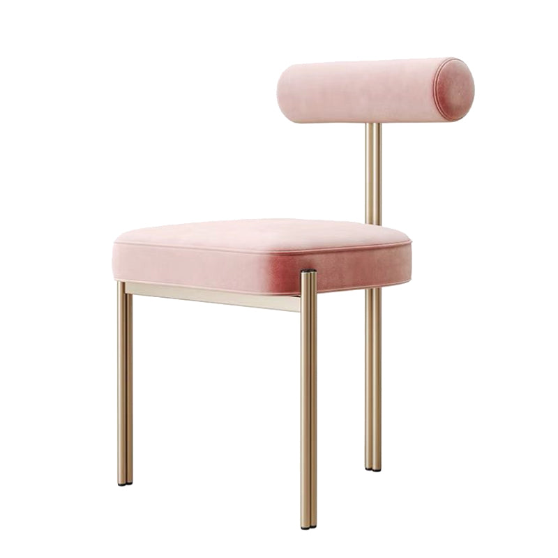 Glam Style Upholstered Dining Chair Open Back Dining Side Chair for Indoor