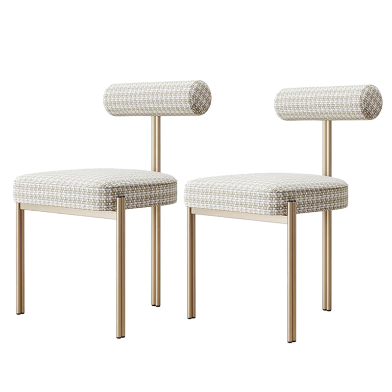 Glam Style Upholstered Dining Chair Open Back Dining Side Chair for Indoor