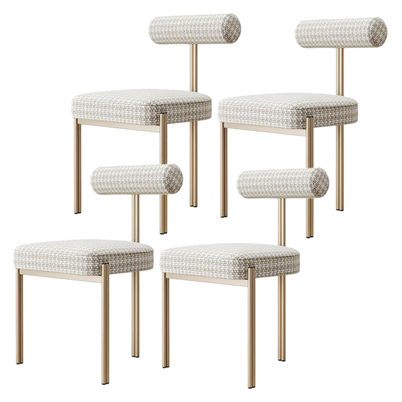 Glam Style Upholstered Dining Chair Open Back Dining Side Chair for Indoor