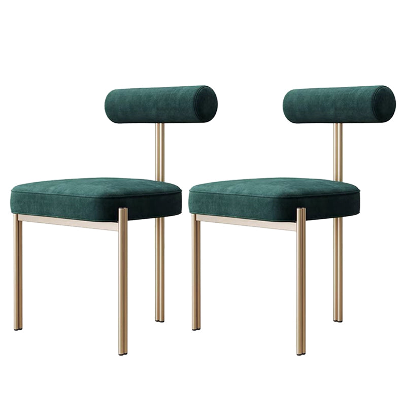 Glam Style Upholstered Dining Chair Open Back Dining Side Chair for Indoor