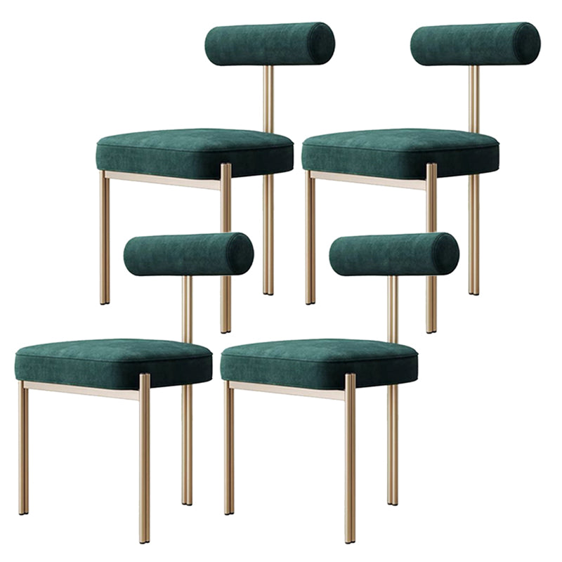 Glam Style Upholstered Dining Chair Open Back Dining Side Chair for Indoor