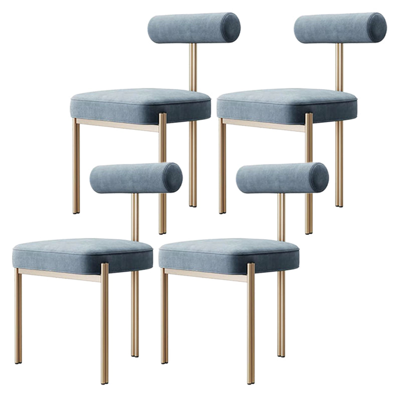 Glam Style Upholstered Dining Chair Open Back Dining Side Chair for Indoor