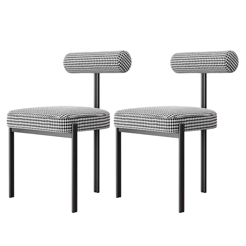 Glam Style Upholstered Dining Chair Open Back Dining Side Chair for Indoor