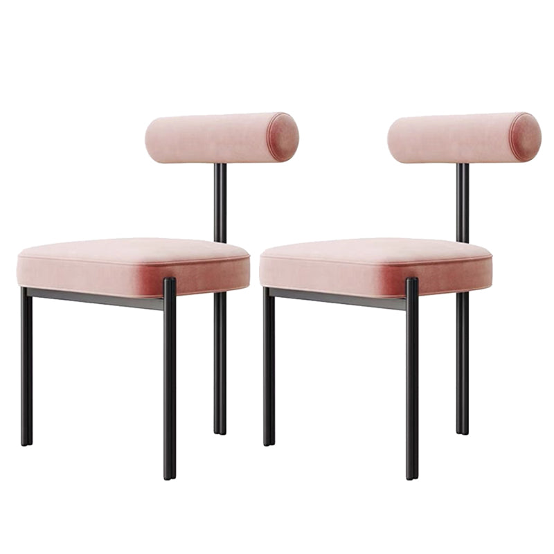 Glam Style Upholstered Dining Chair Open Back Dining Side Chair for Indoor