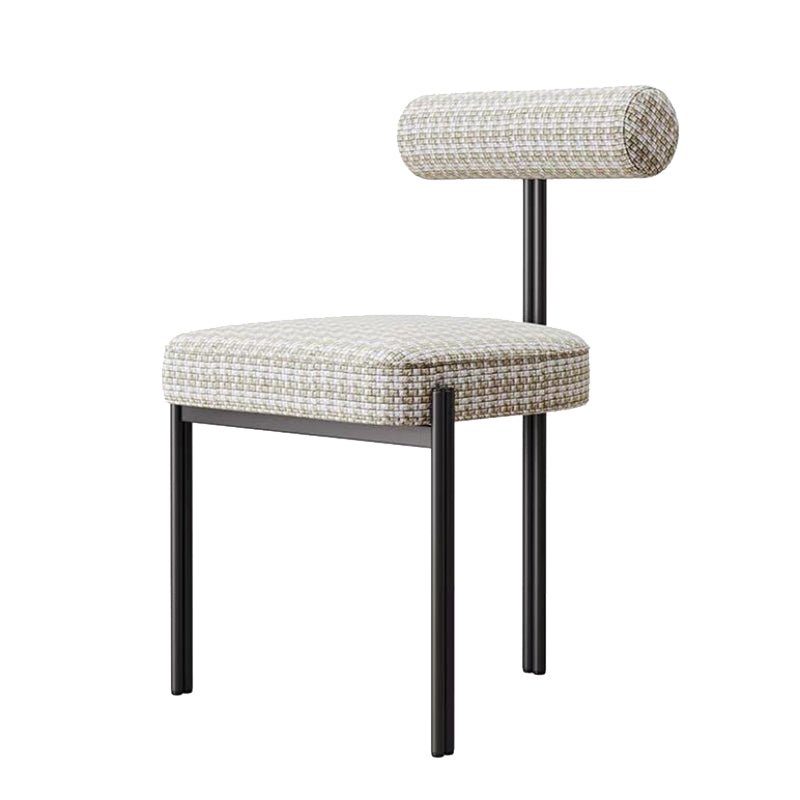 Glam Style Upholstered Dining Chair Open Back Dining Side Chair for Indoor