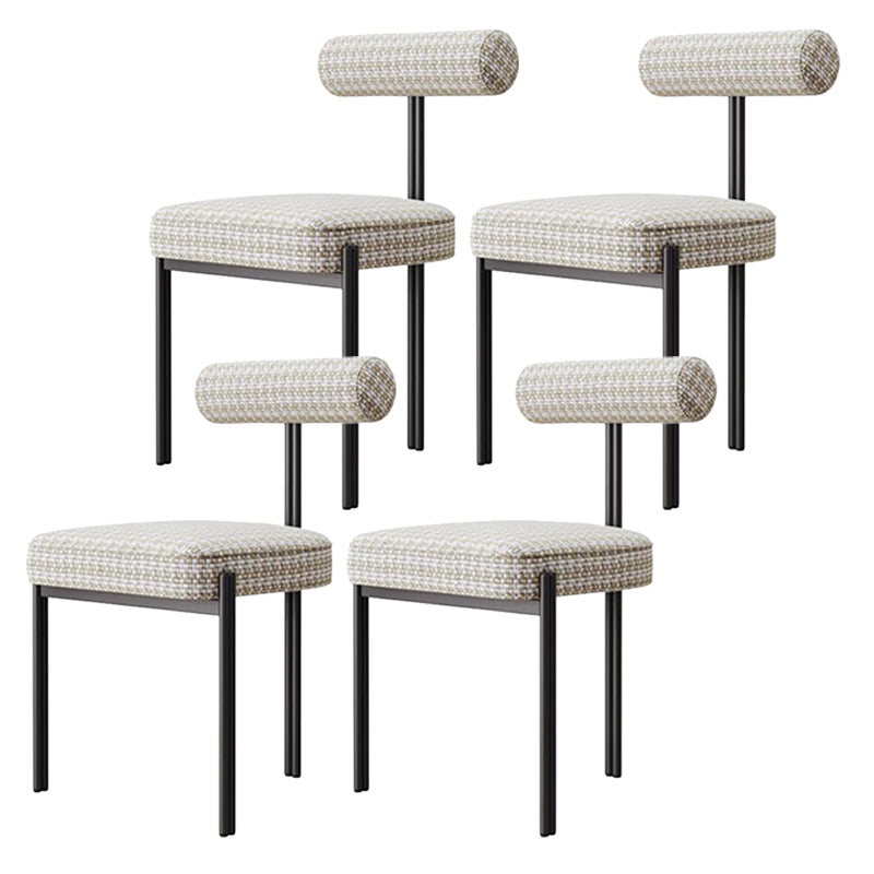 Glam Style Upholstered Dining Chair Open Back Dining Side Chair for Indoor
