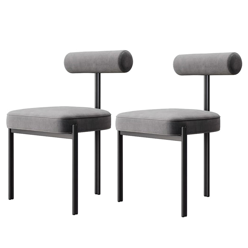 Glam Style Upholstered Dining Chair Open Back Dining Side Chair for Indoor