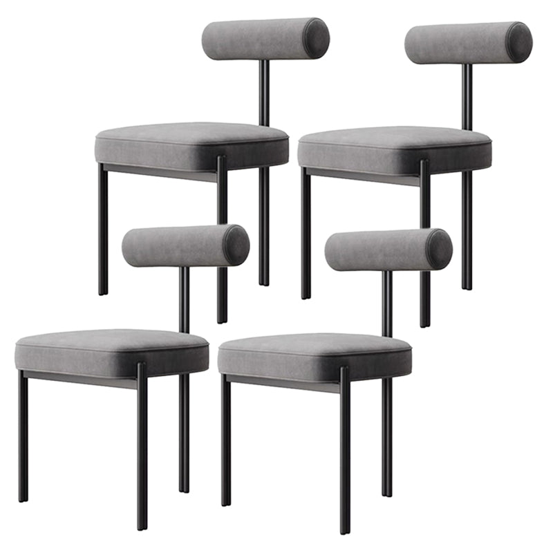 Glam Style Upholstered Dining Chair Open Back Dining Side Chair for Indoor