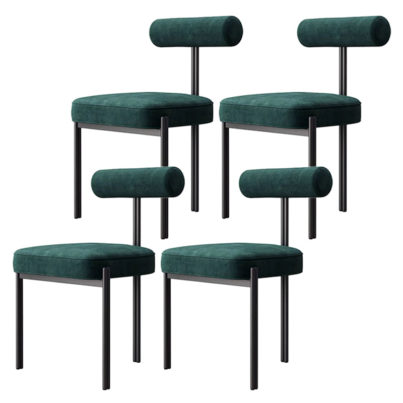 Glam Style Upholstered Dining Chair Open Back Dining Side Chair for Indoor