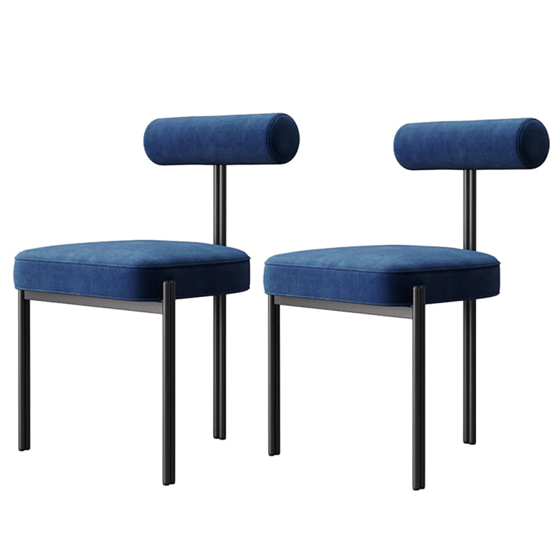 Glam Style Upholstered Dining Chair Open Back Dining Side Chair for Indoor