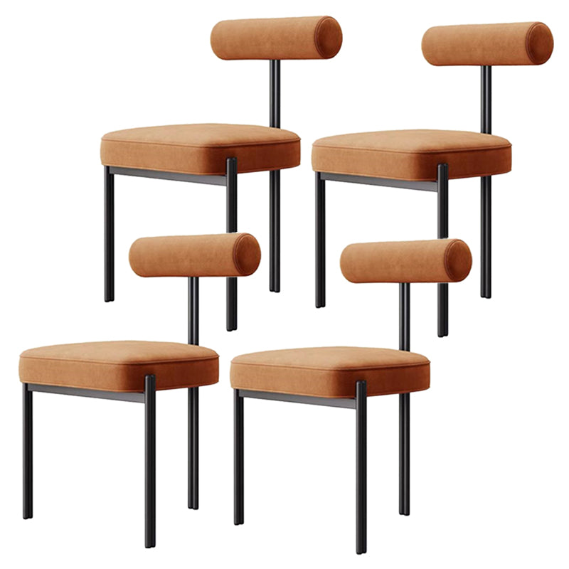 Glam Style Upholstered Dining Chair Open Back Dining Side Chair for Indoor