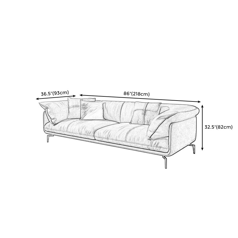 32" High Modern Faux Leather Tuxedo Arm Standard Sofa with Cushions for Apartment