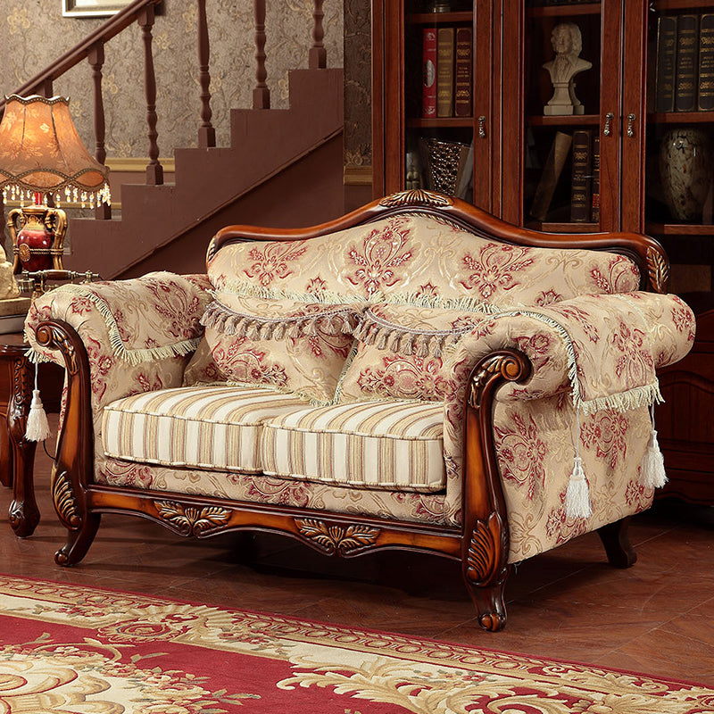 Modern Cotton Blend Rolled Arm Curved Sofa with Camel Back for Apartment