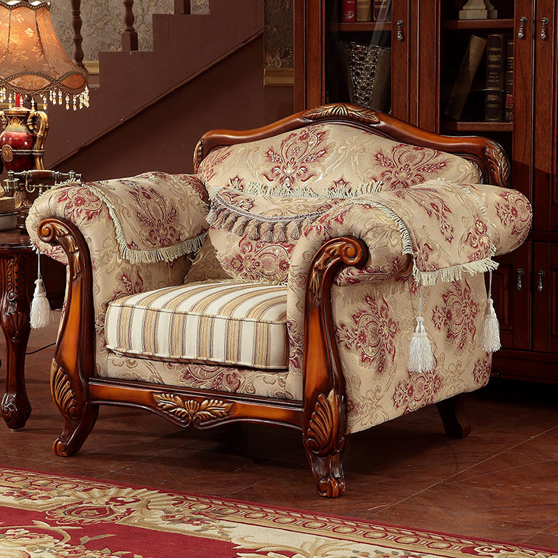Modern Cotton Blend Rolled Arm Curved Sofa with Camel Back for Apartment
