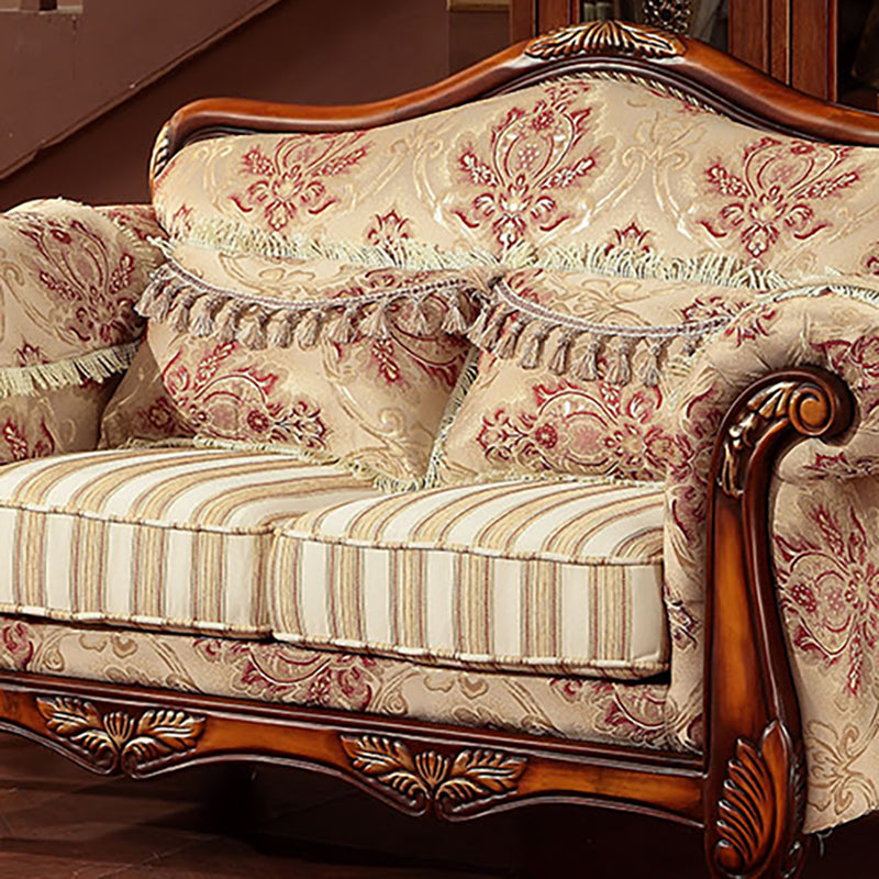 Modern Cotton Blend Rolled Arm Curved Sofa with Camel Back for Apartment