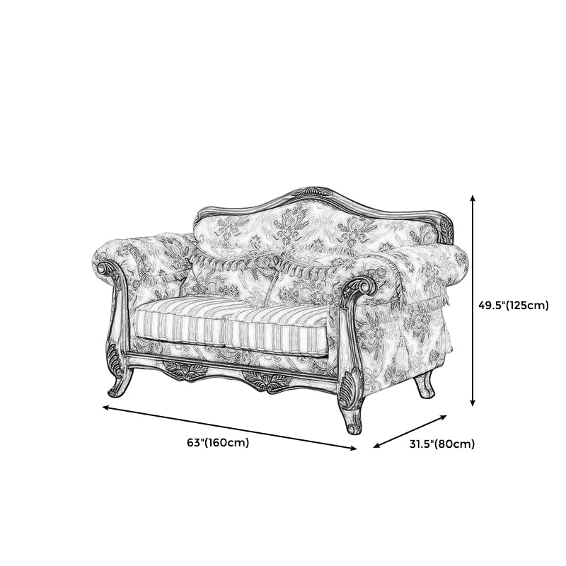 Modern Cotton Blend Rolled Arm Curved Sofa with Camel Back for Apartment