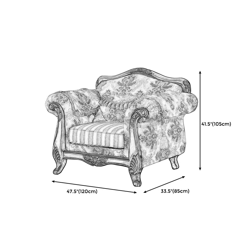 Modern Cotton Blend Rolled Arm Curved Sofa with Camel Back for Apartment