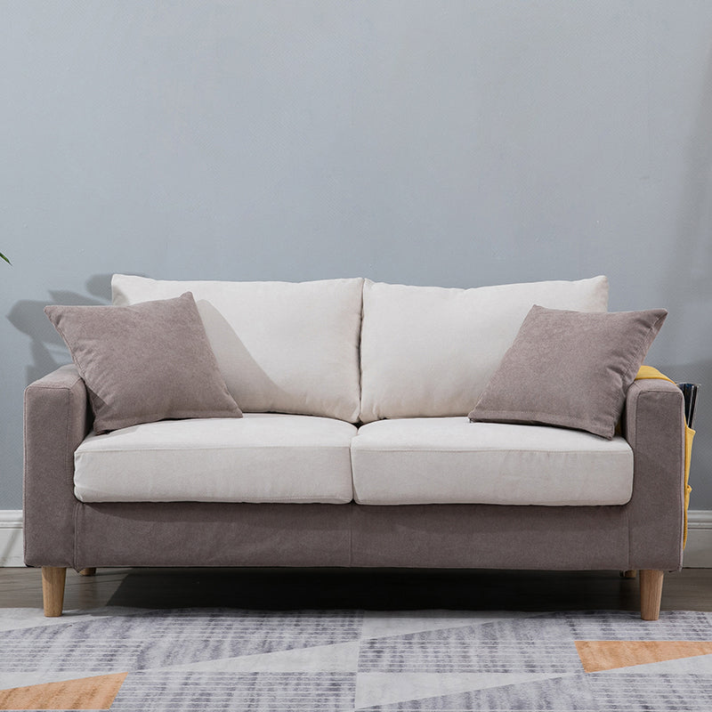 Beige Modern Farmhouse Cushions Standard Sofa 21.65"High Square Arm Sofa