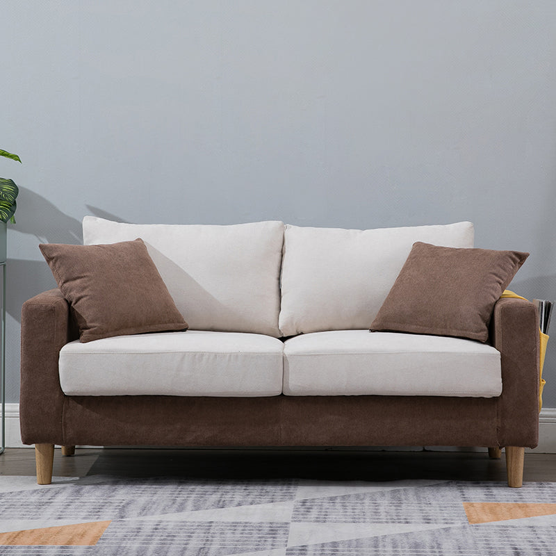 Beige Modern Farmhouse Cushions Standard Sofa 21.65"High Square Arm Sofa