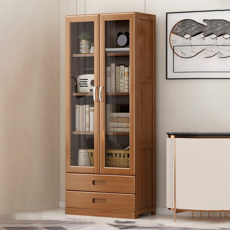 Wooden Standard Bookcase Modern Style Closed Back Bookshelf with Drawer Storage