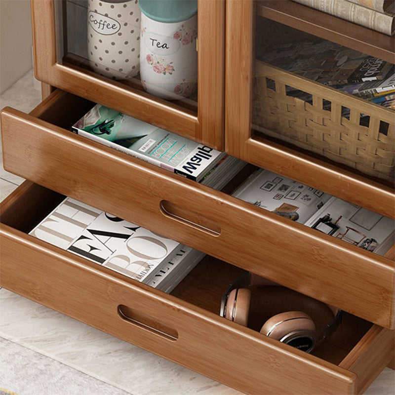 Wooden Standard Bookcase Modern Style Closed Back Bookshelf with Drawer Storage