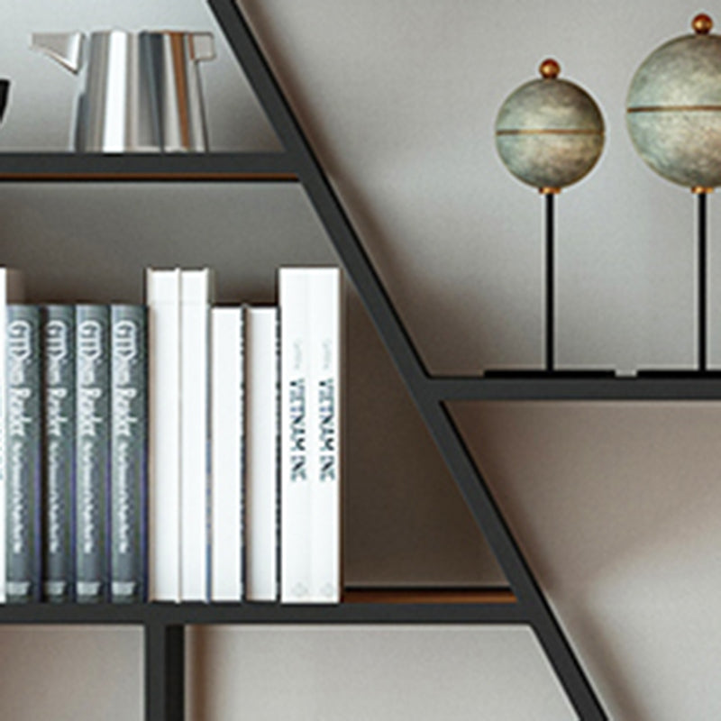 Metal and Wooden Shelf Bookcase with Doors Modern Bookshelf for Office