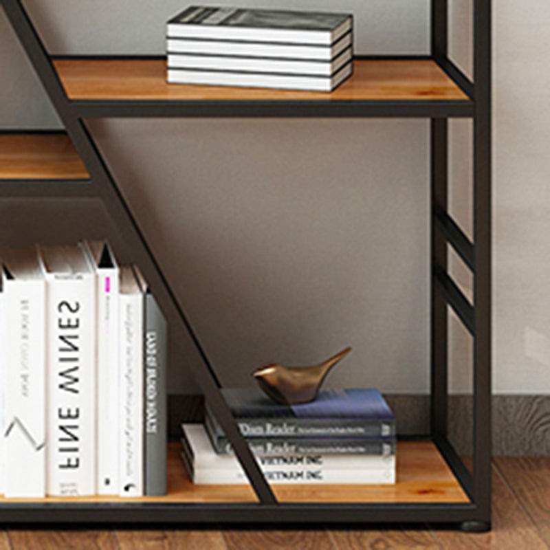 Metal and Wooden Shelf Bookcase with Doors Modern Bookshelf for Office