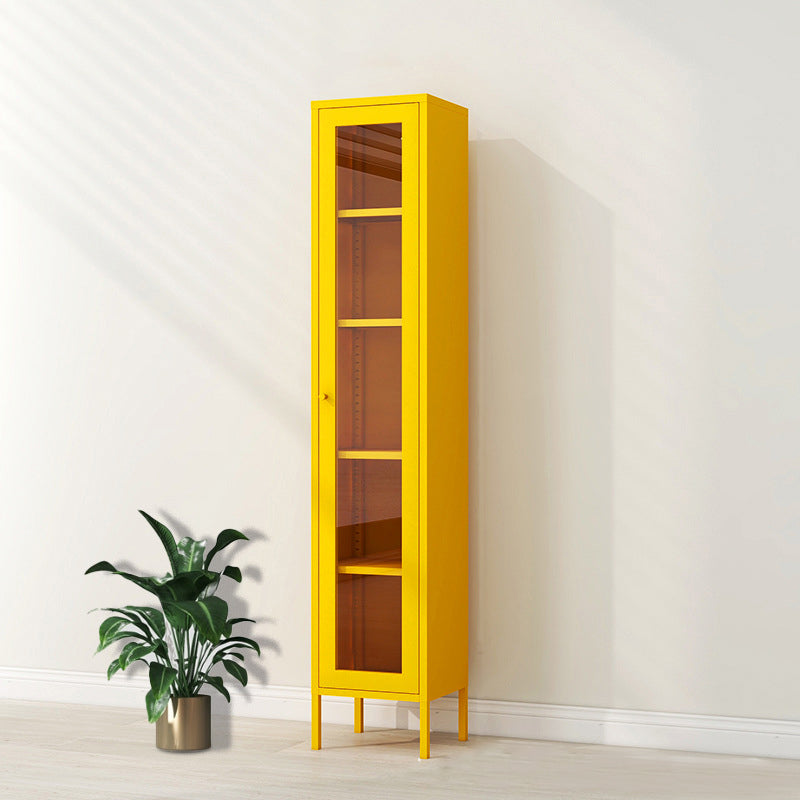 Metal Bookshelf Scandinavian Style Bookcase with Door for Office Home
